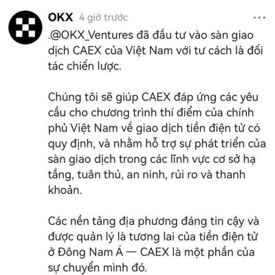 OKX & HashKey Rót Vốn Vào CAEX: Việt Nam Sắp Trở Thành Thủ Phủ Tài Sản Số Khu vực?